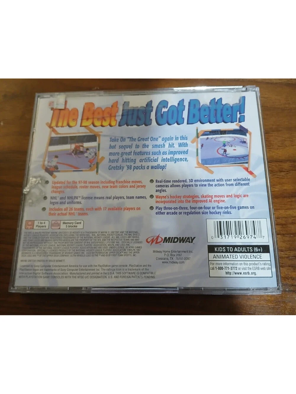 Wayne Gretzky's 3D Hockey '98 (Sony PlayStation 1, 1997) (READ)
